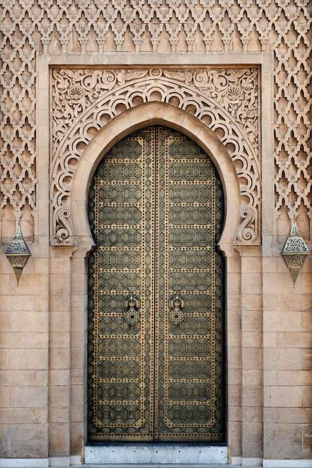 Example of a Moroccan door in a safe district of Marrakech