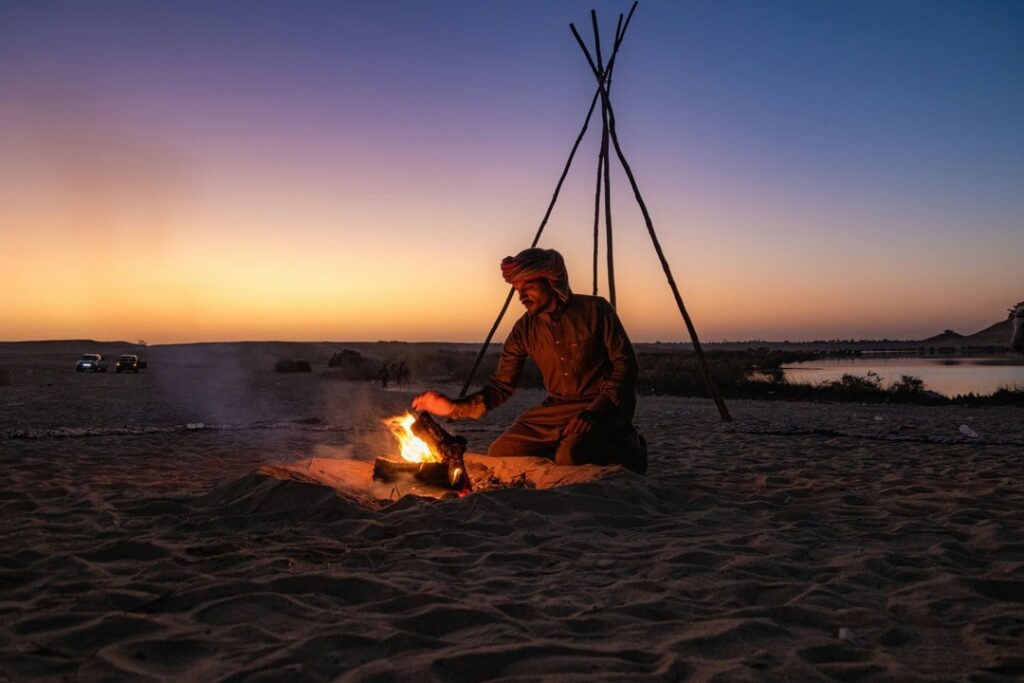 camper in wadi rum bedouin camp