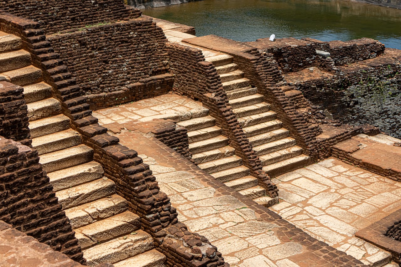 Stairs leading up to Sigiriya Lion Rock